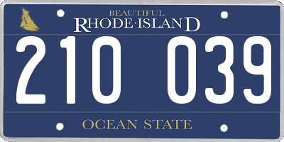 RI license plate 210039