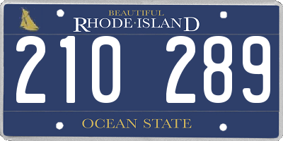 RI license plate 210289