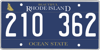 RI license plate 210362