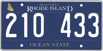 RI license plate 210433