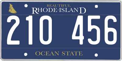 RI license plate 210456
