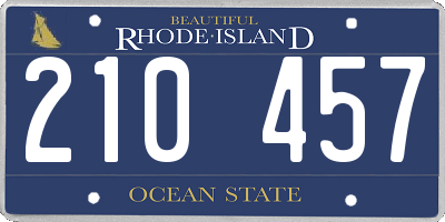 RI license plate 210457