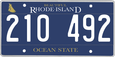 RI license plate 210492