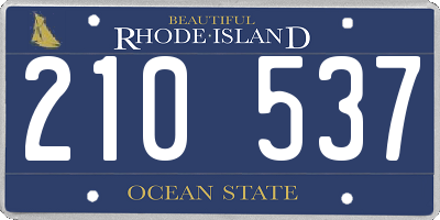 RI license plate 210537