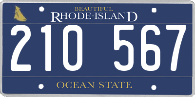 RI license plate 210567