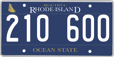 RI license plate 210600