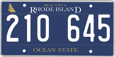 RI license plate 210645