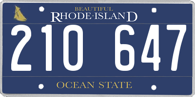 RI license plate 210647