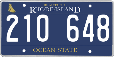 RI license plate 210648