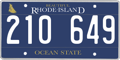 RI license plate 210649