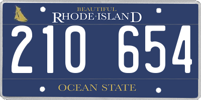 RI license plate 210654