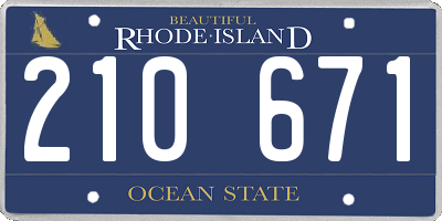 RI license plate 210671