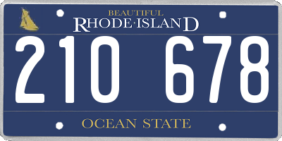 RI license plate 210678