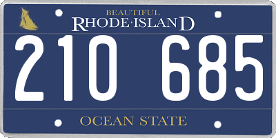 RI license plate 210685