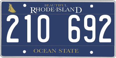 RI license plate 210692