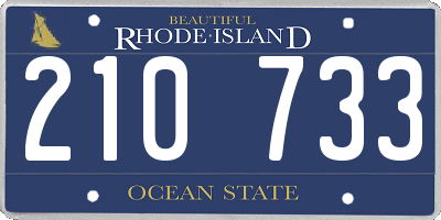 RI license plate 210733