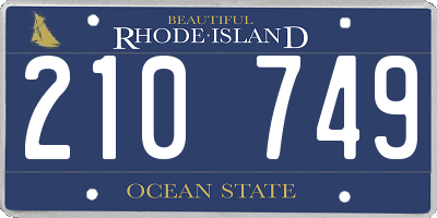 RI license plate 210749