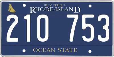 RI license plate 210753