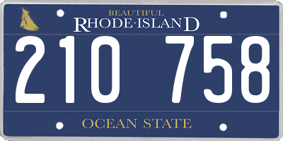 RI license plate 210758