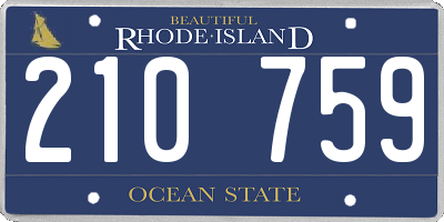 RI license plate 210759