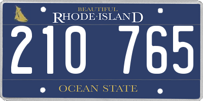 RI license plate 210765
