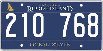 RI license plate 210768