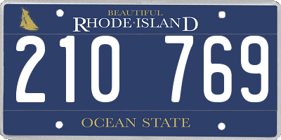 RI license plate 210769