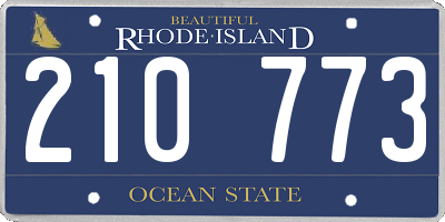 RI license plate 210773