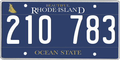 RI license plate 210783