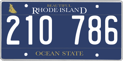 RI license plate 210786