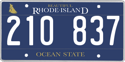 RI license plate 210837