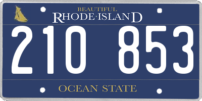 RI license plate 210853