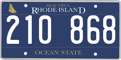 RI license plate 210868