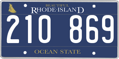 RI license plate 210869