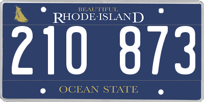 RI license plate 210873