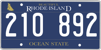 RI license plate 210892