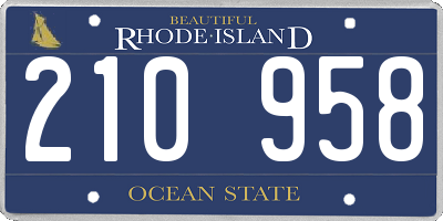 RI license plate 210958