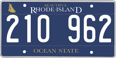 RI license plate 210962
