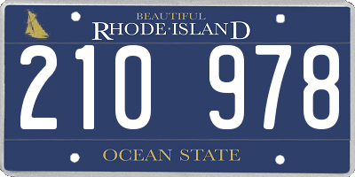 RI license plate 210978