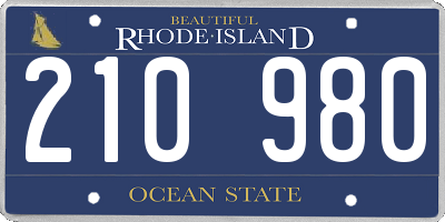 RI license plate 210980