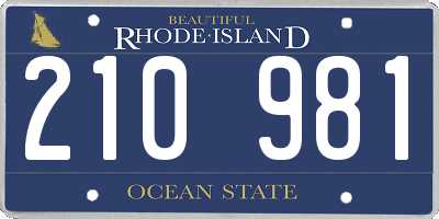 RI license plate 210981