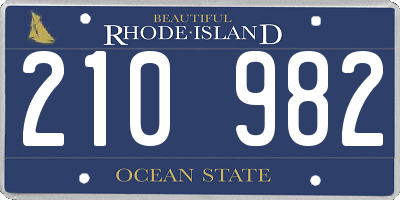 RI license plate 210982