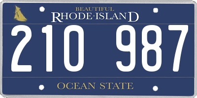 RI license plate 210987