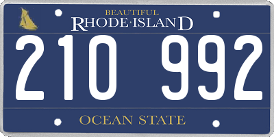 RI license plate 210992