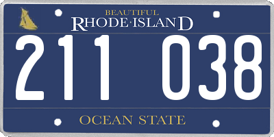 RI license plate 211038