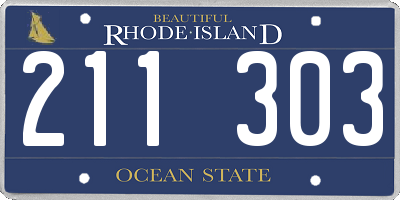 RI license plate 211303
