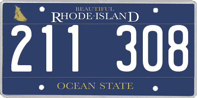 RI license plate 211308