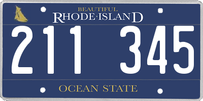 RI license plate 211345