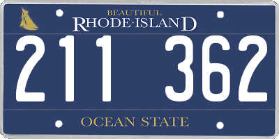 RI license plate 211362