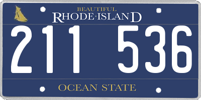 RI license plate 211536